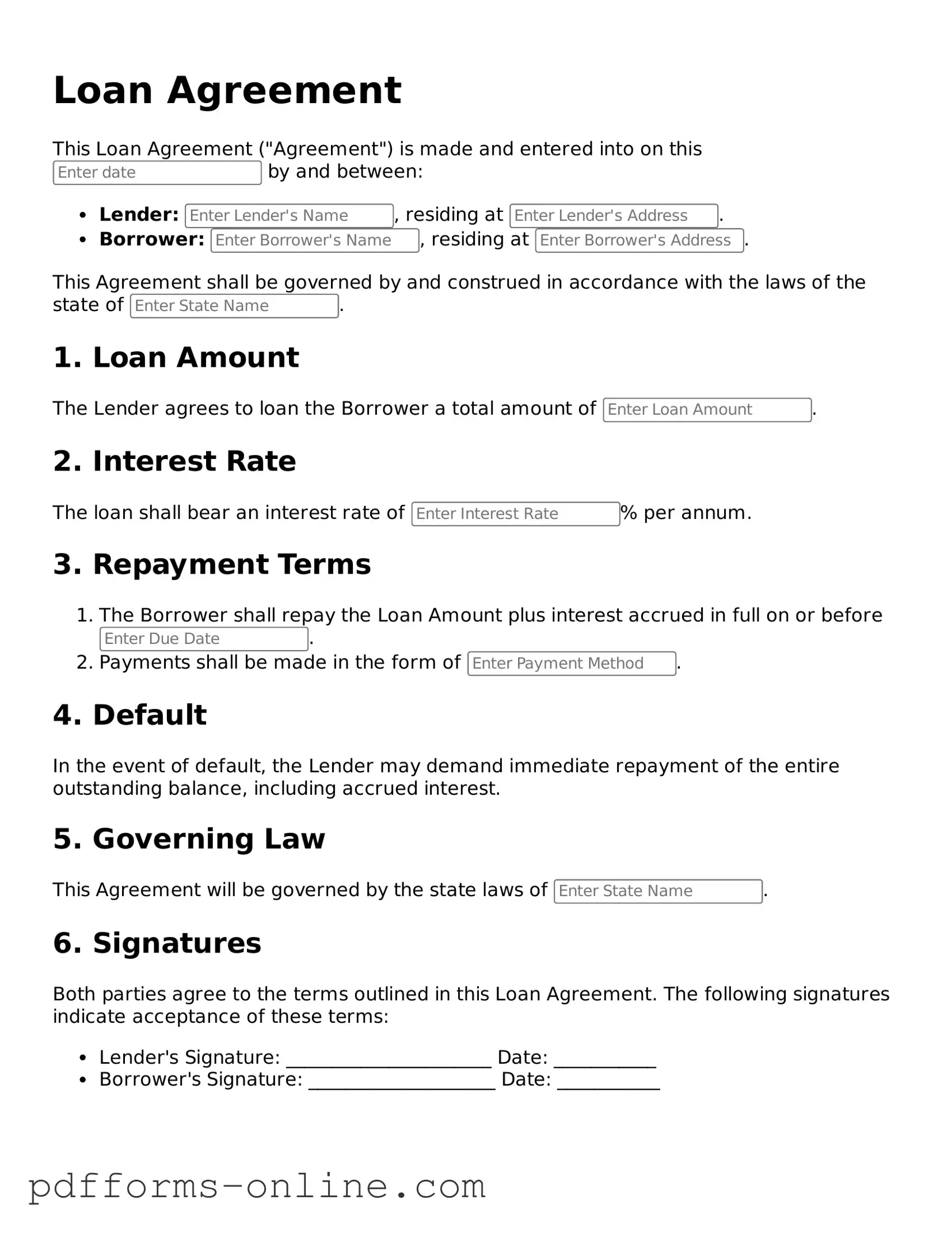Blank Loan Agreement Form