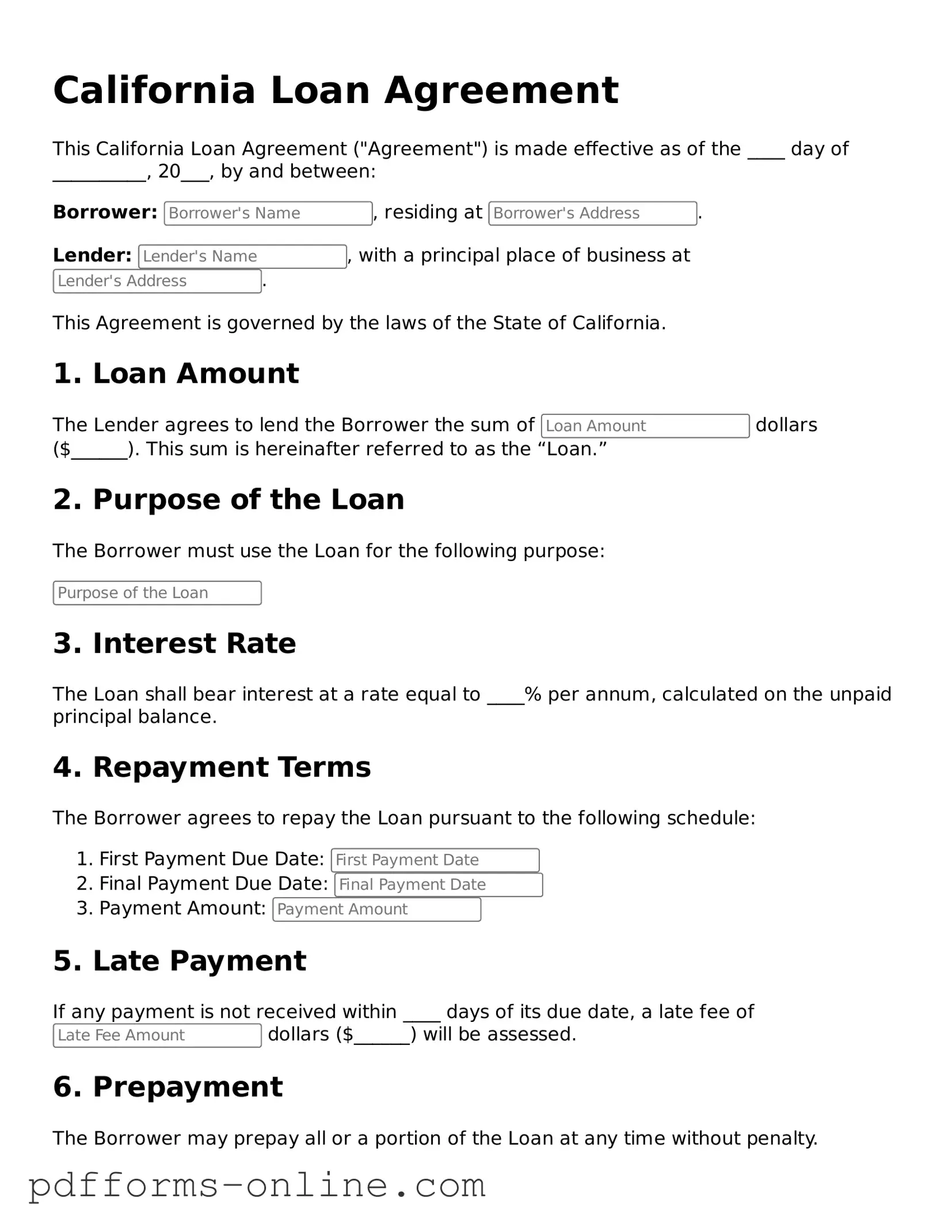 Valid California Loan Agreement Template