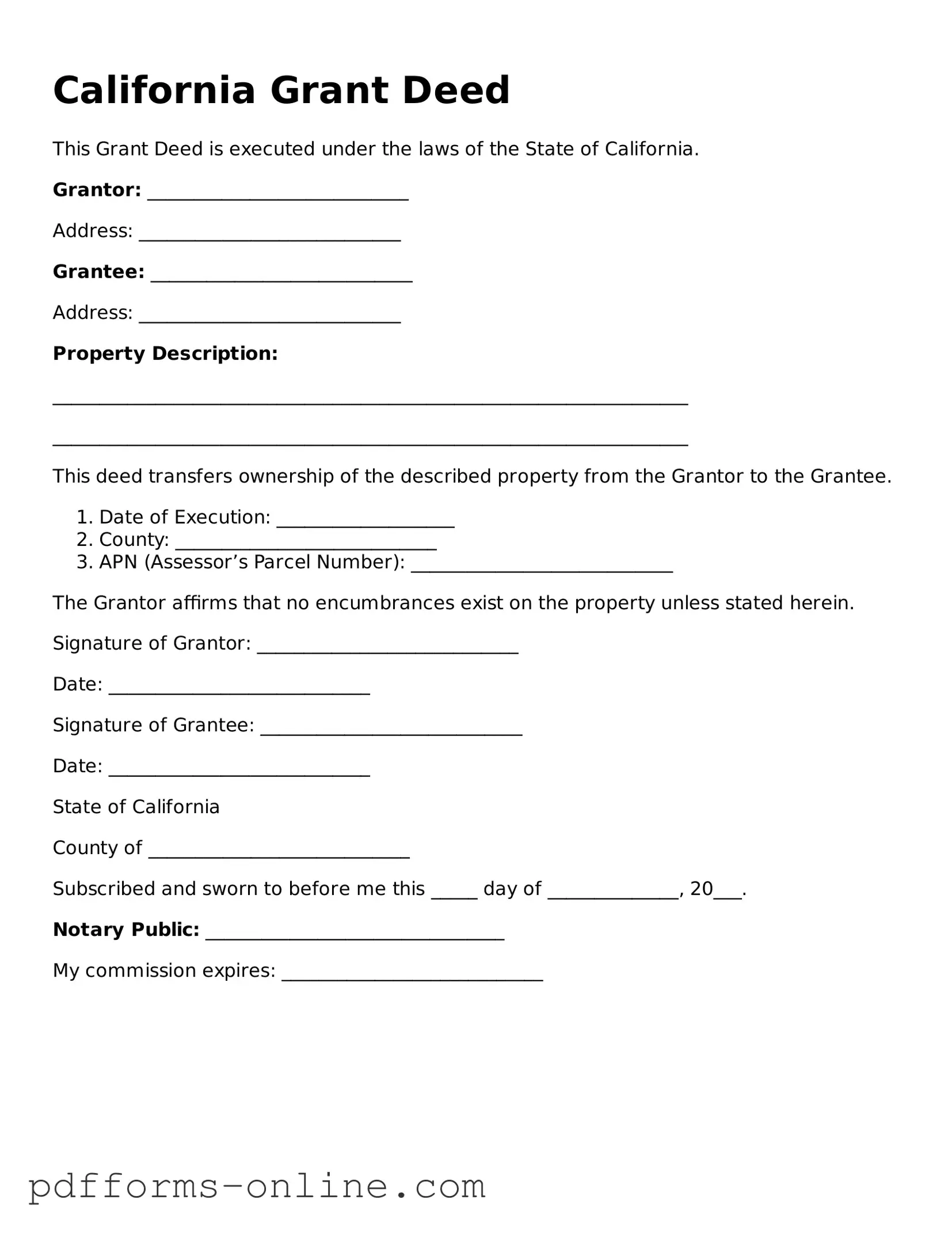 Valid California Deed Template