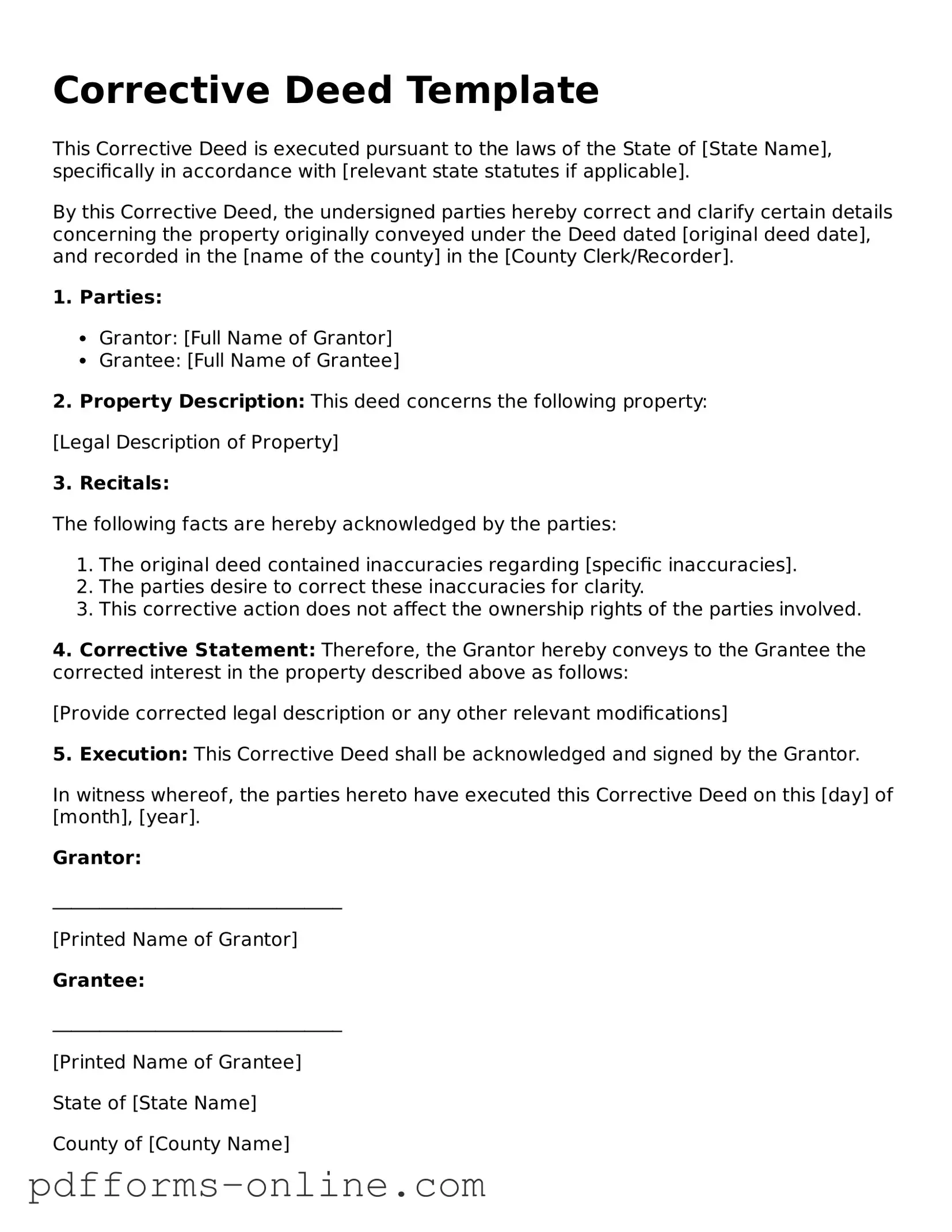 Blank Corrective Deed Form