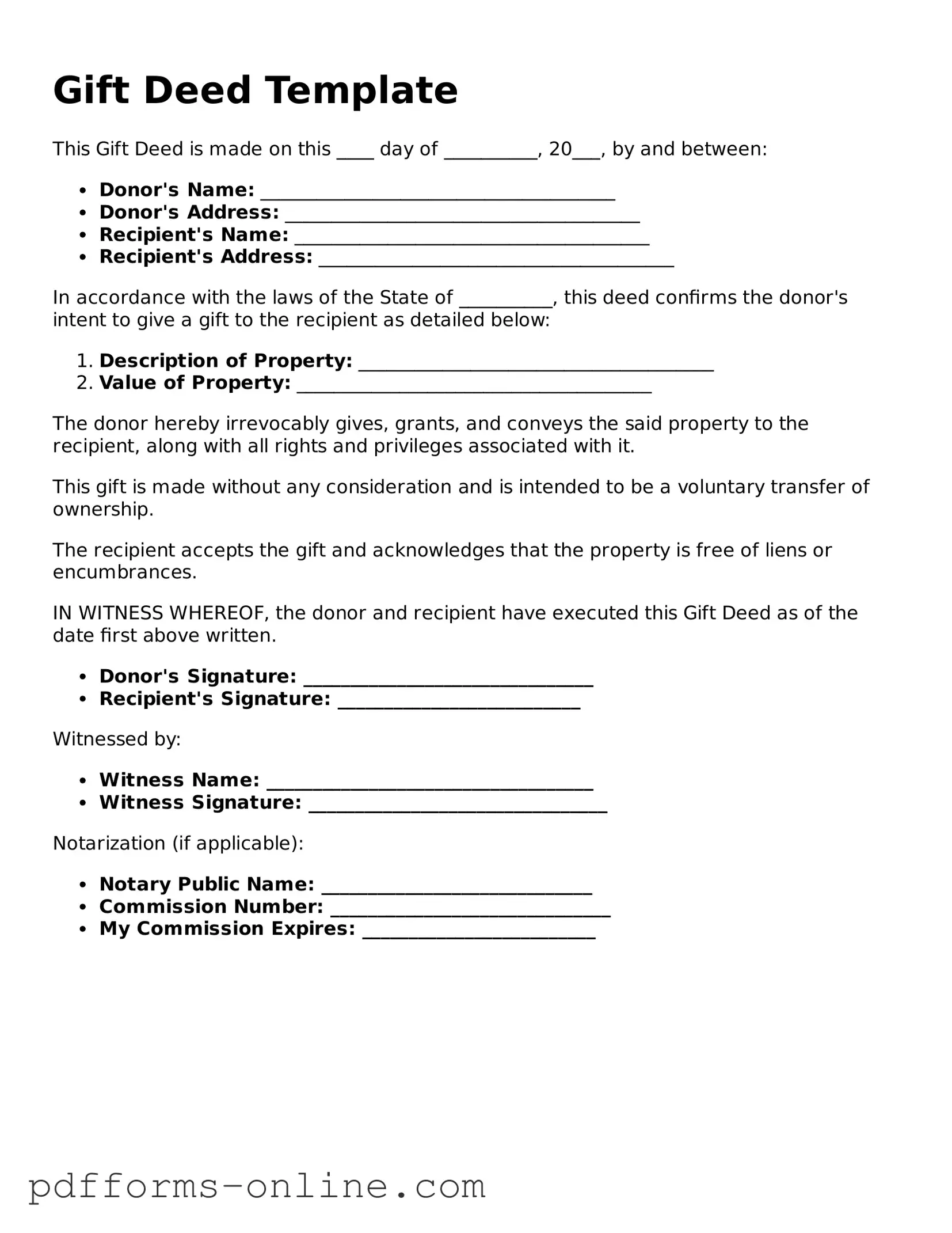 Blank Gift Deed Form