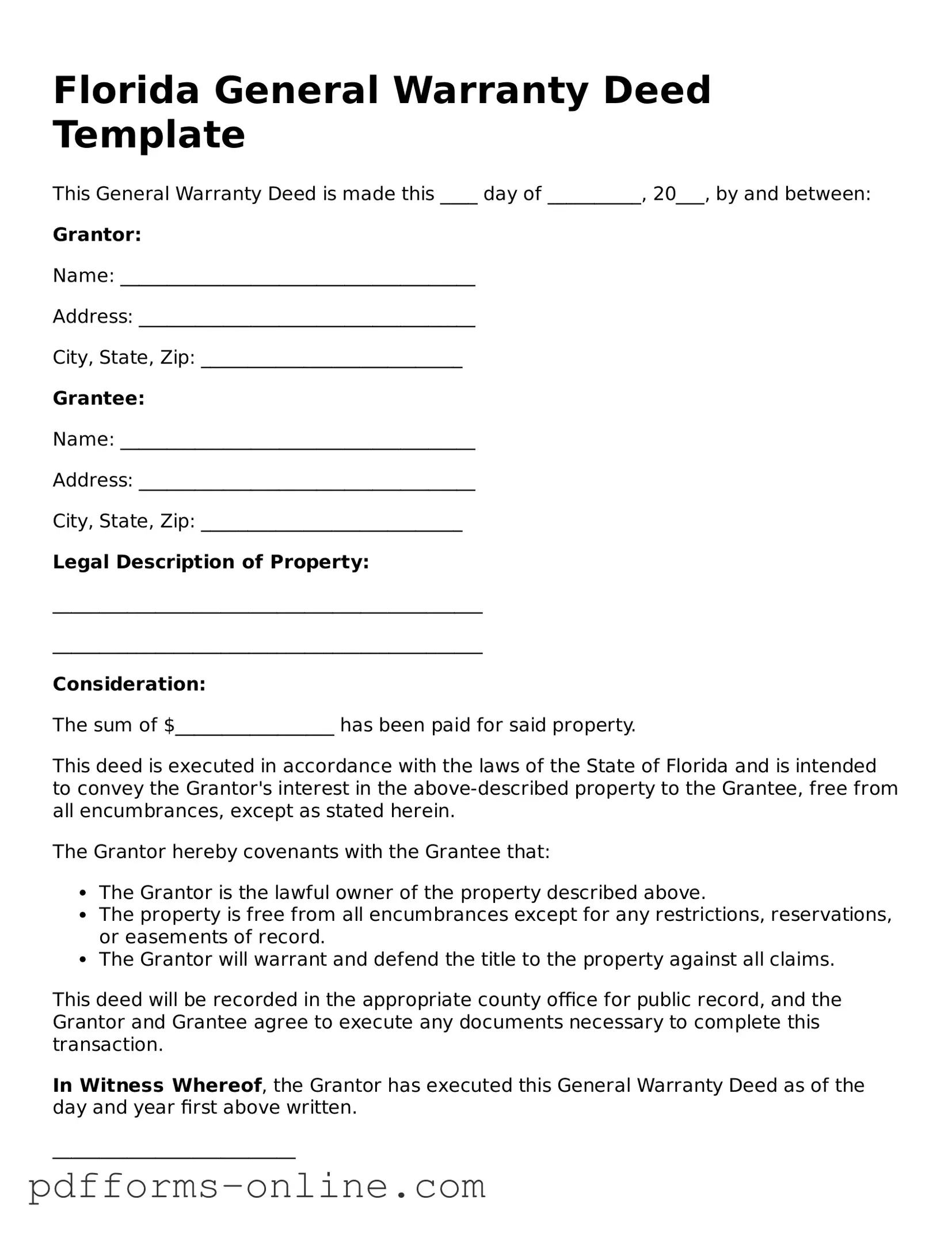 Valid Florida Deed Template