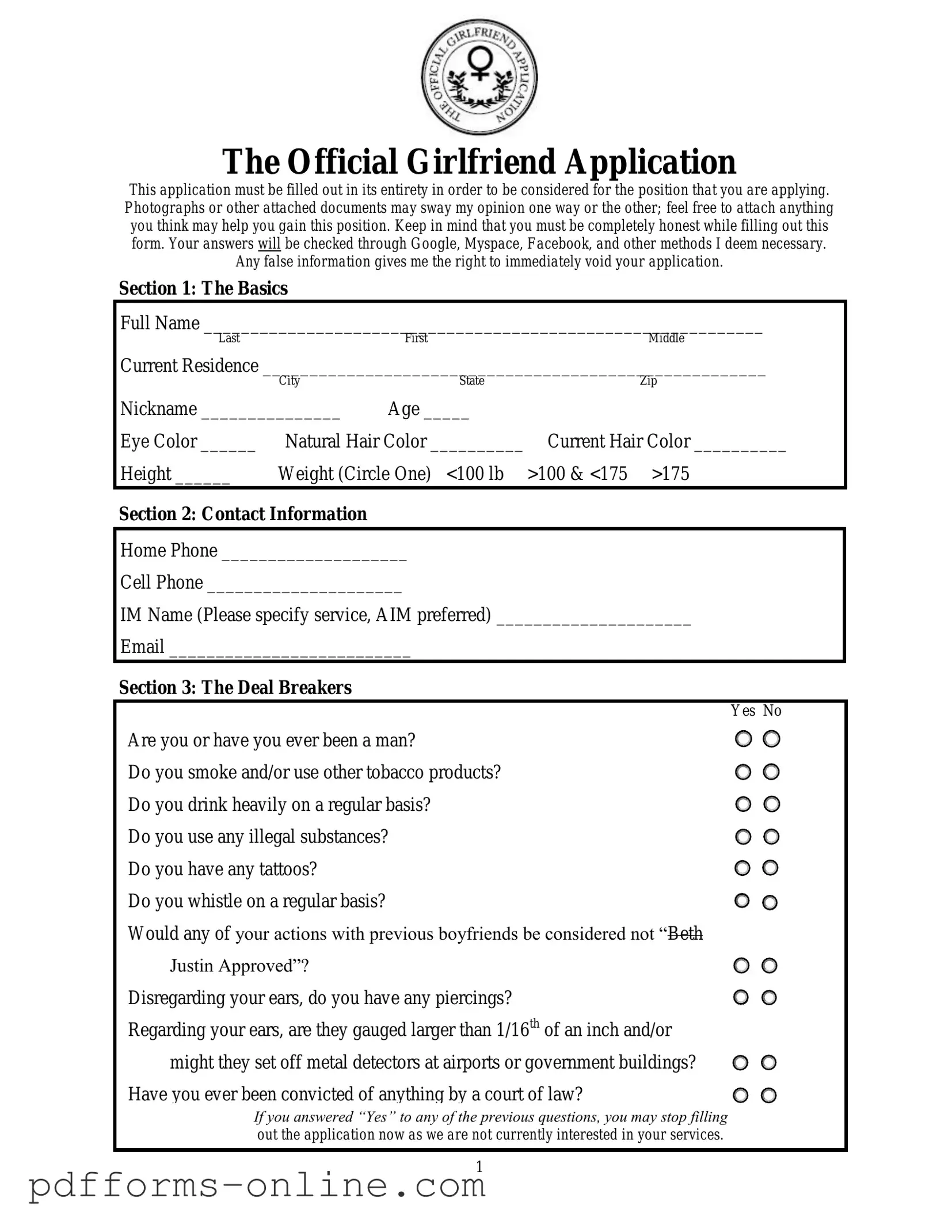 Blank Girlfriend Application Template