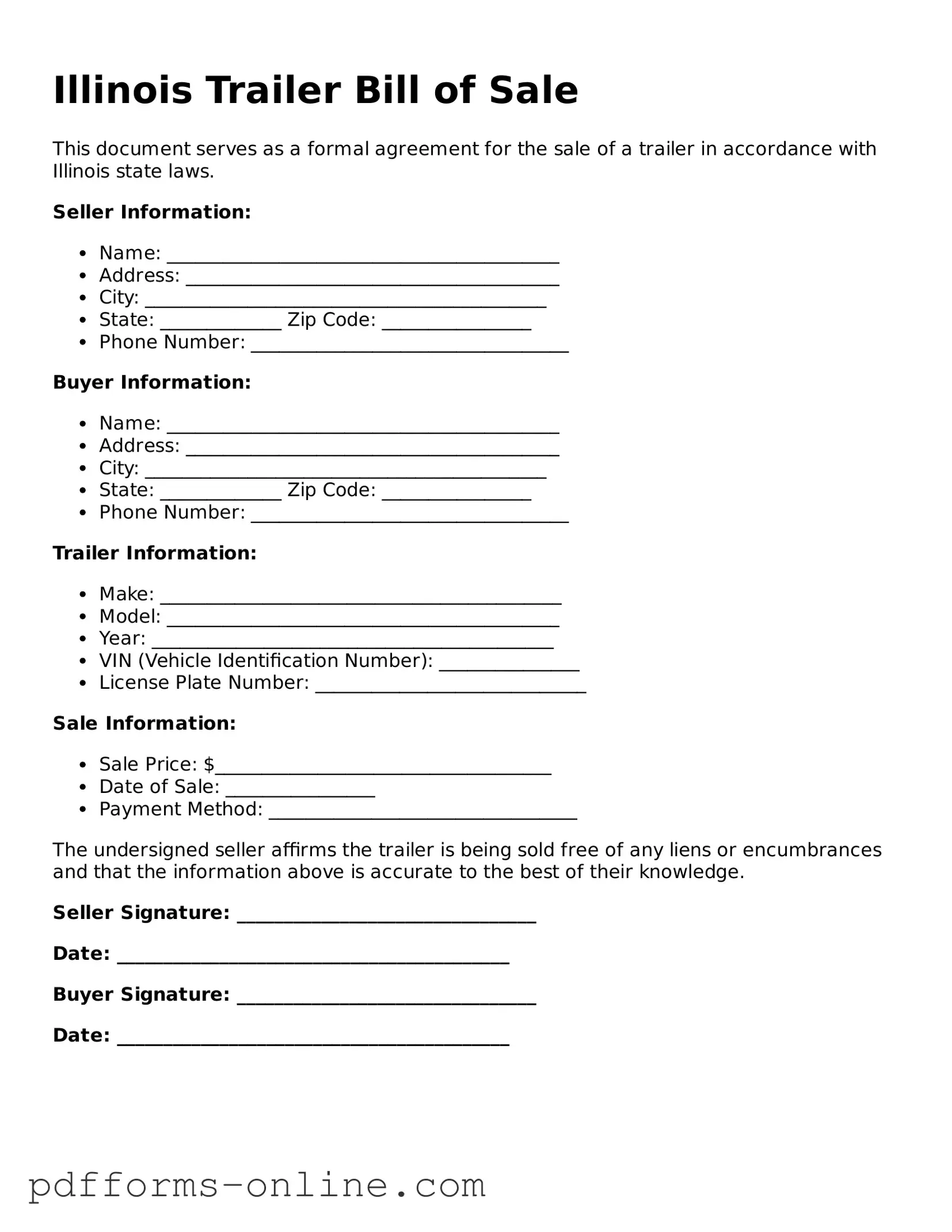 Valid Illinois Trailer Bill of Sale Template