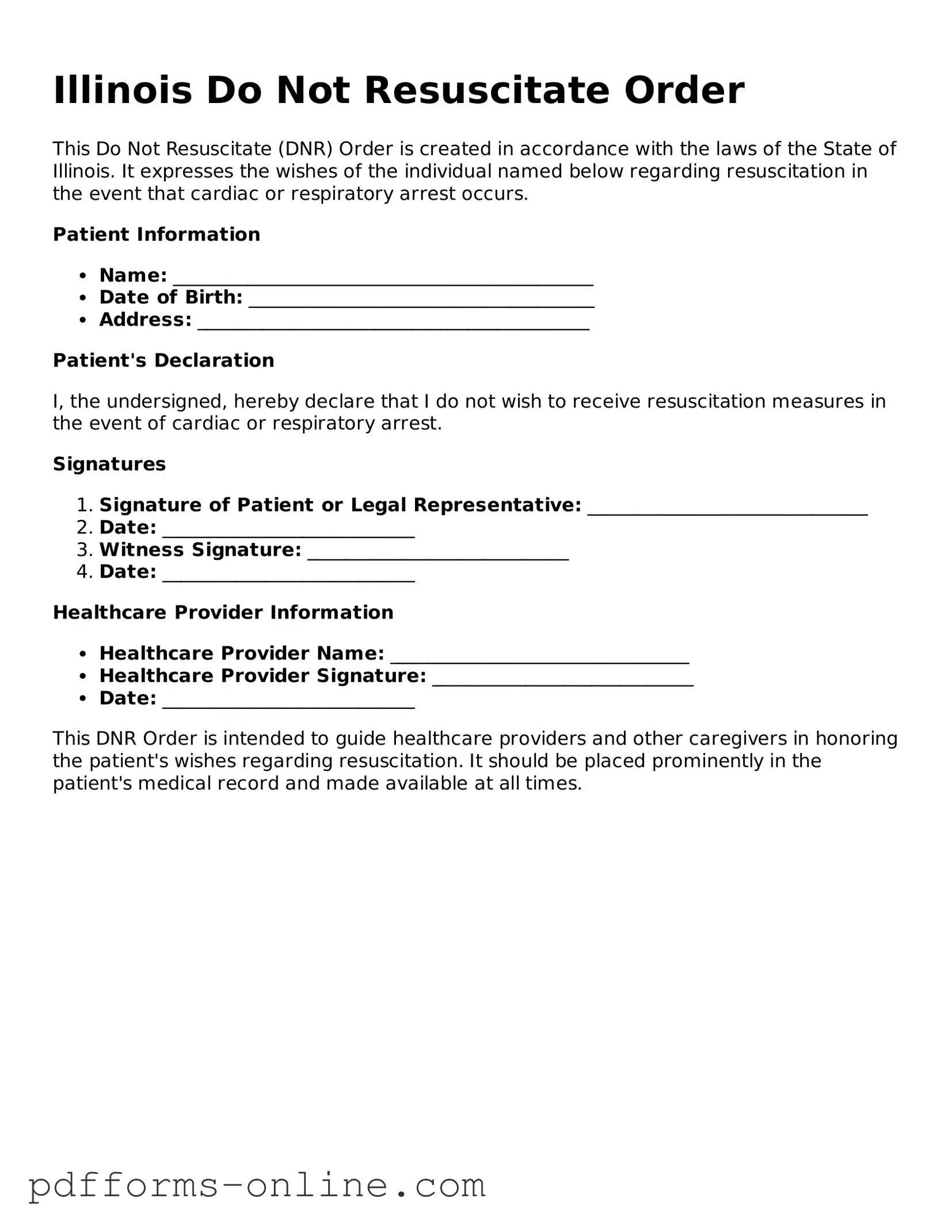 Valid Illinois Do Not Resuscitate Order Template