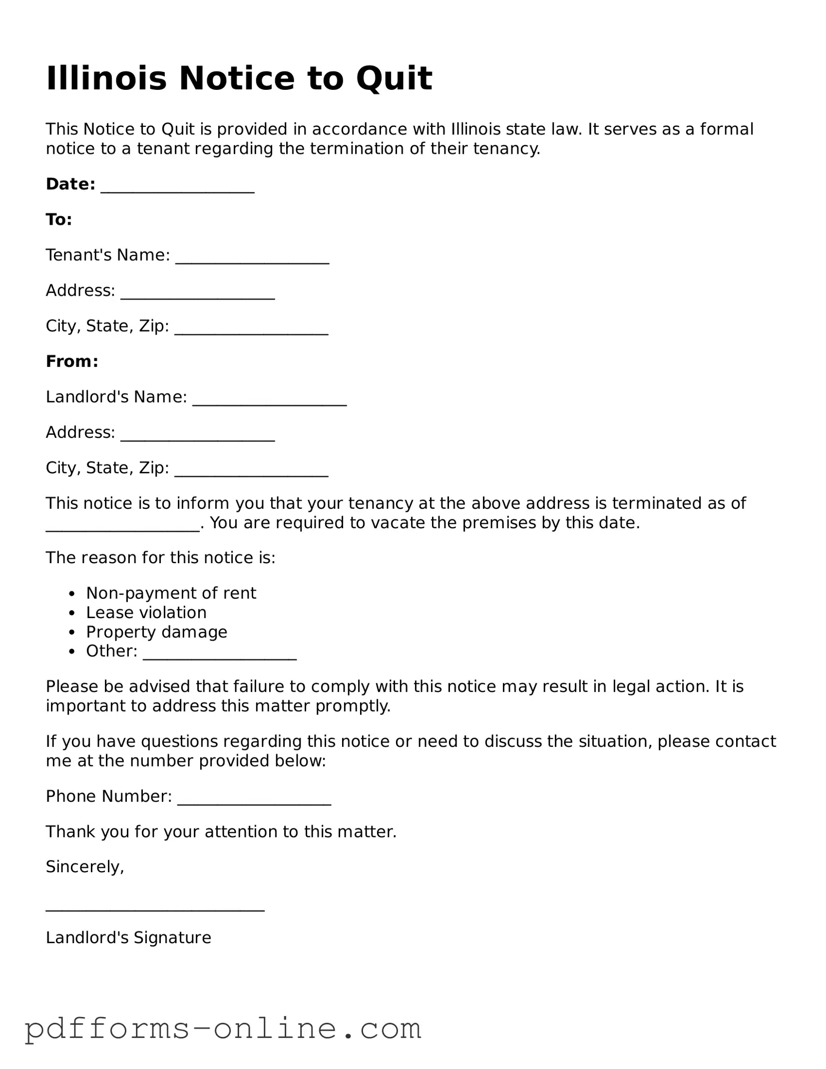 Valid Illinois Notice to Quit Template