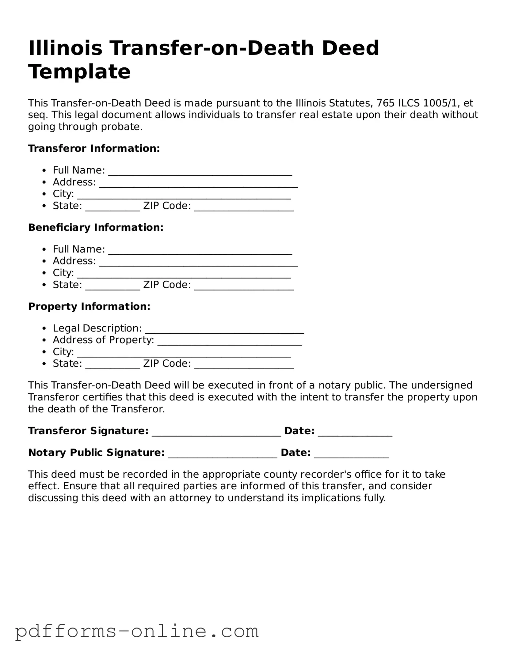 Valid Illinois Transfer-on-Death Deed Template