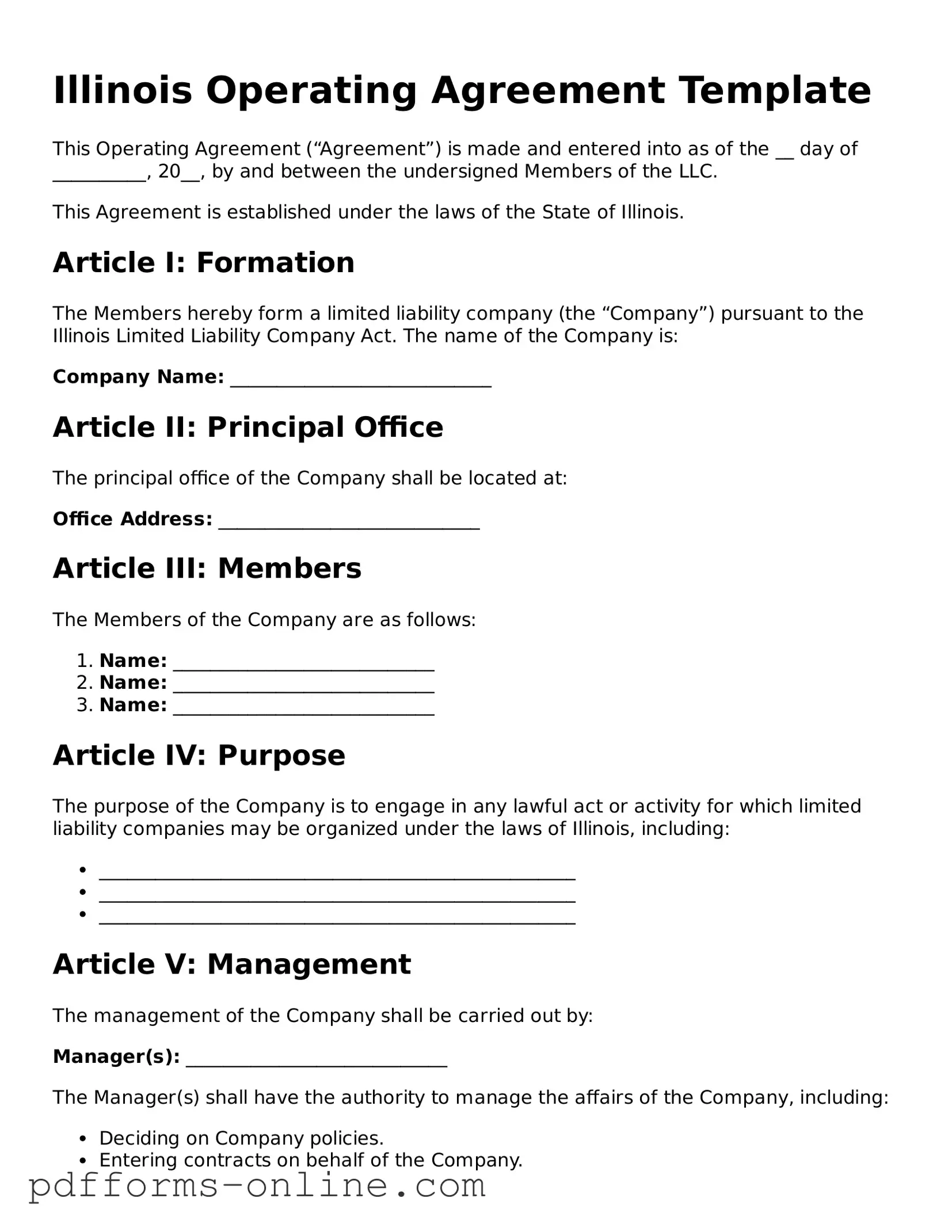 Valid Illinois Operating Agreement Template