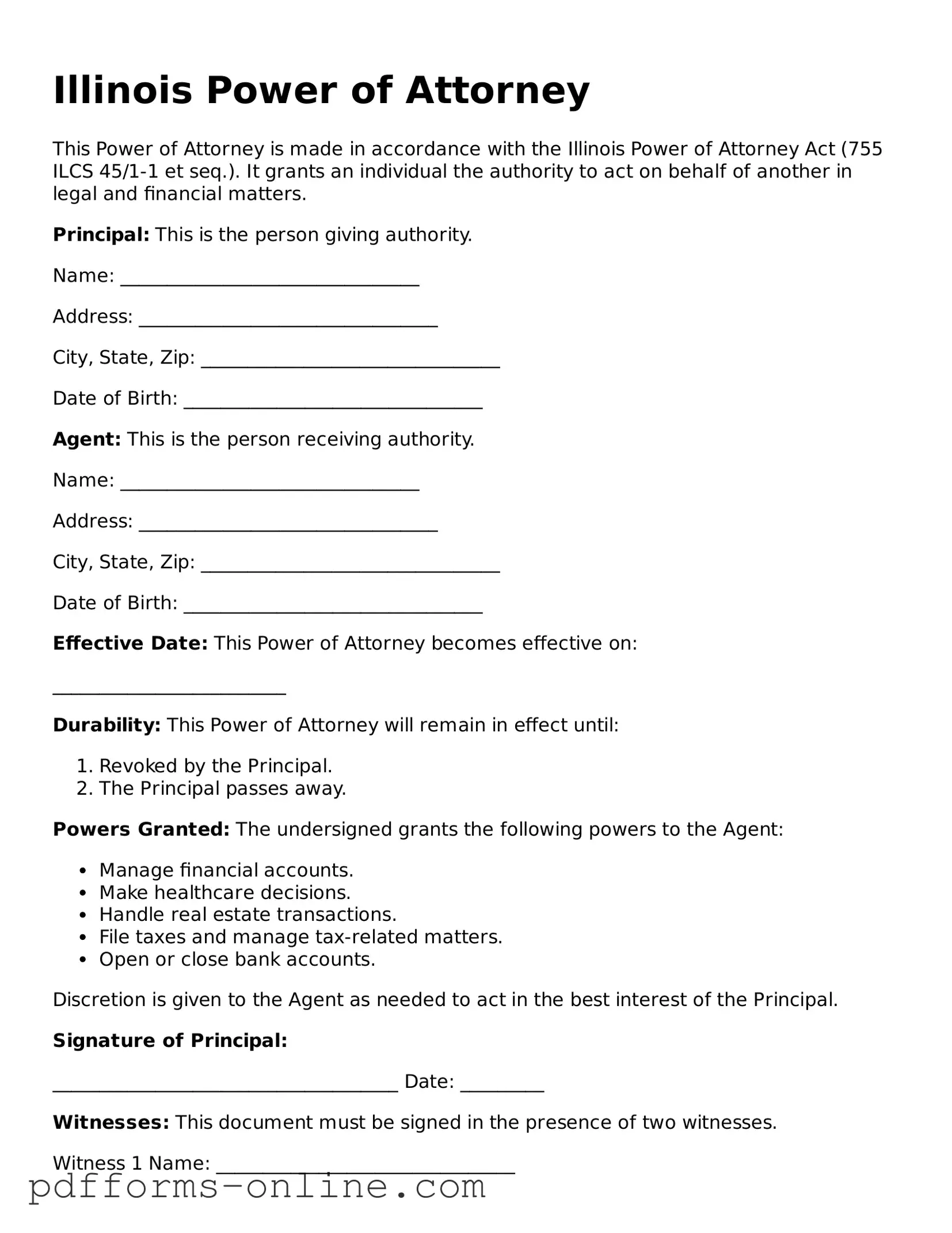 Valid Illinois Power of Attorney Template