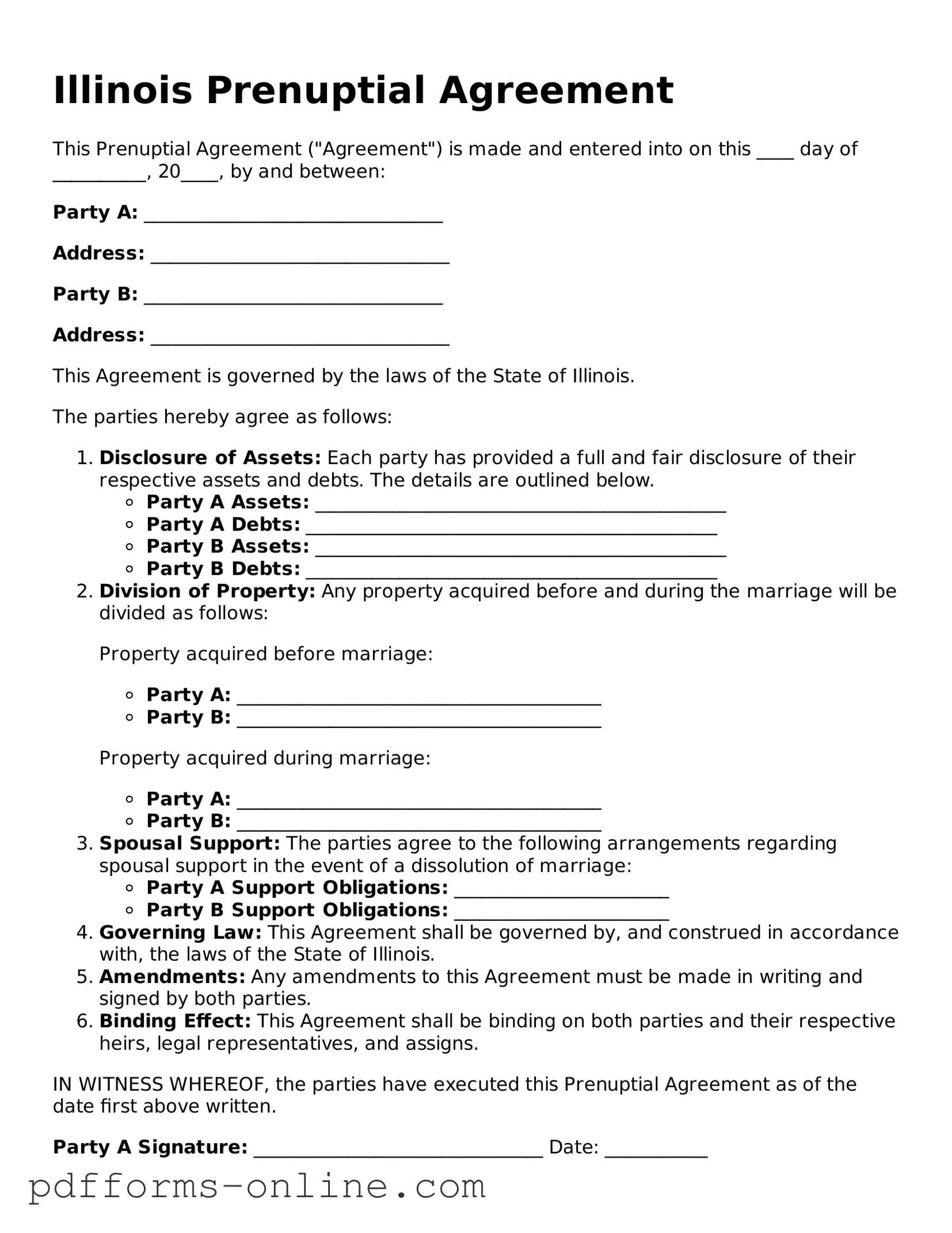 Valid Illinois Prenuptial Agreement Template