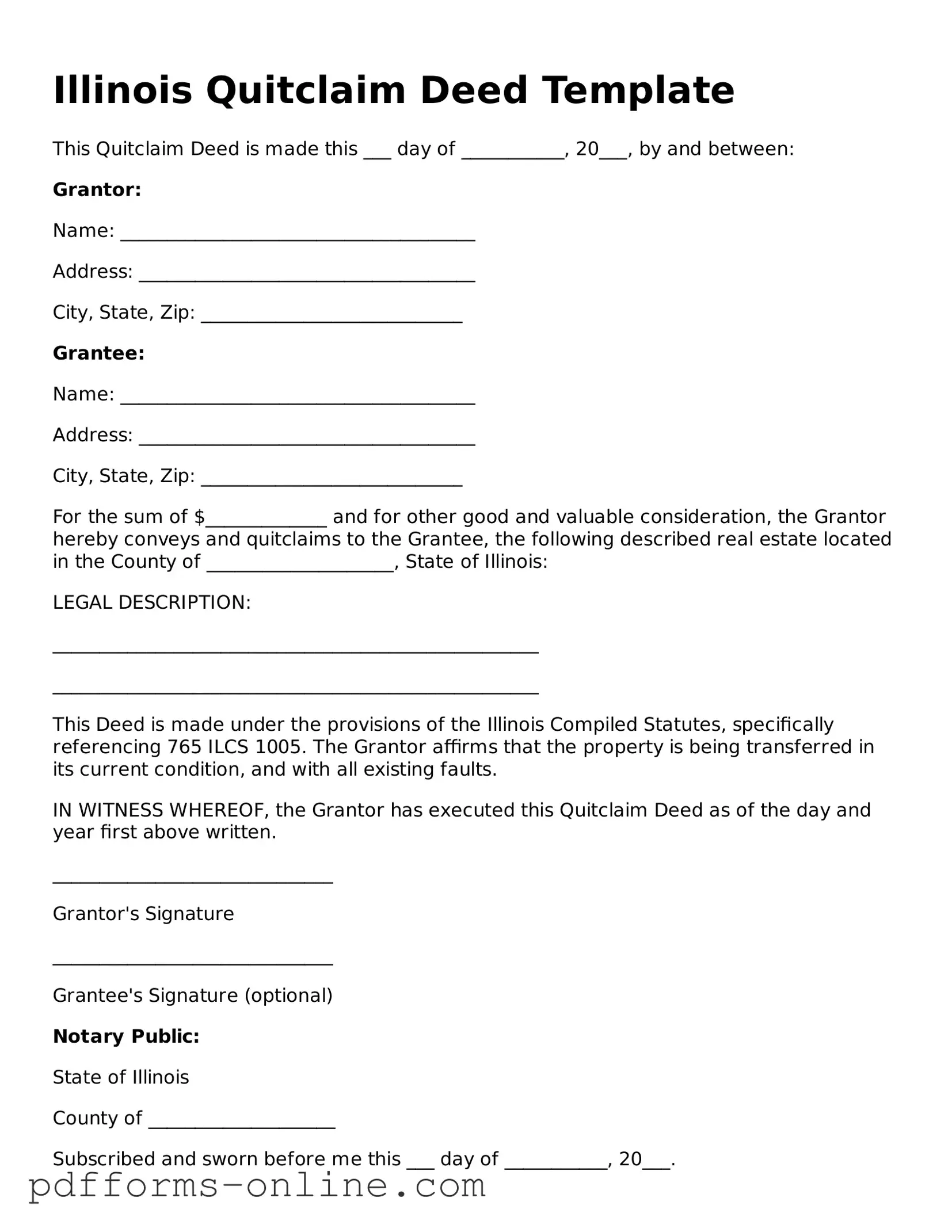 Valid Illinois Quitclaim Deed Template