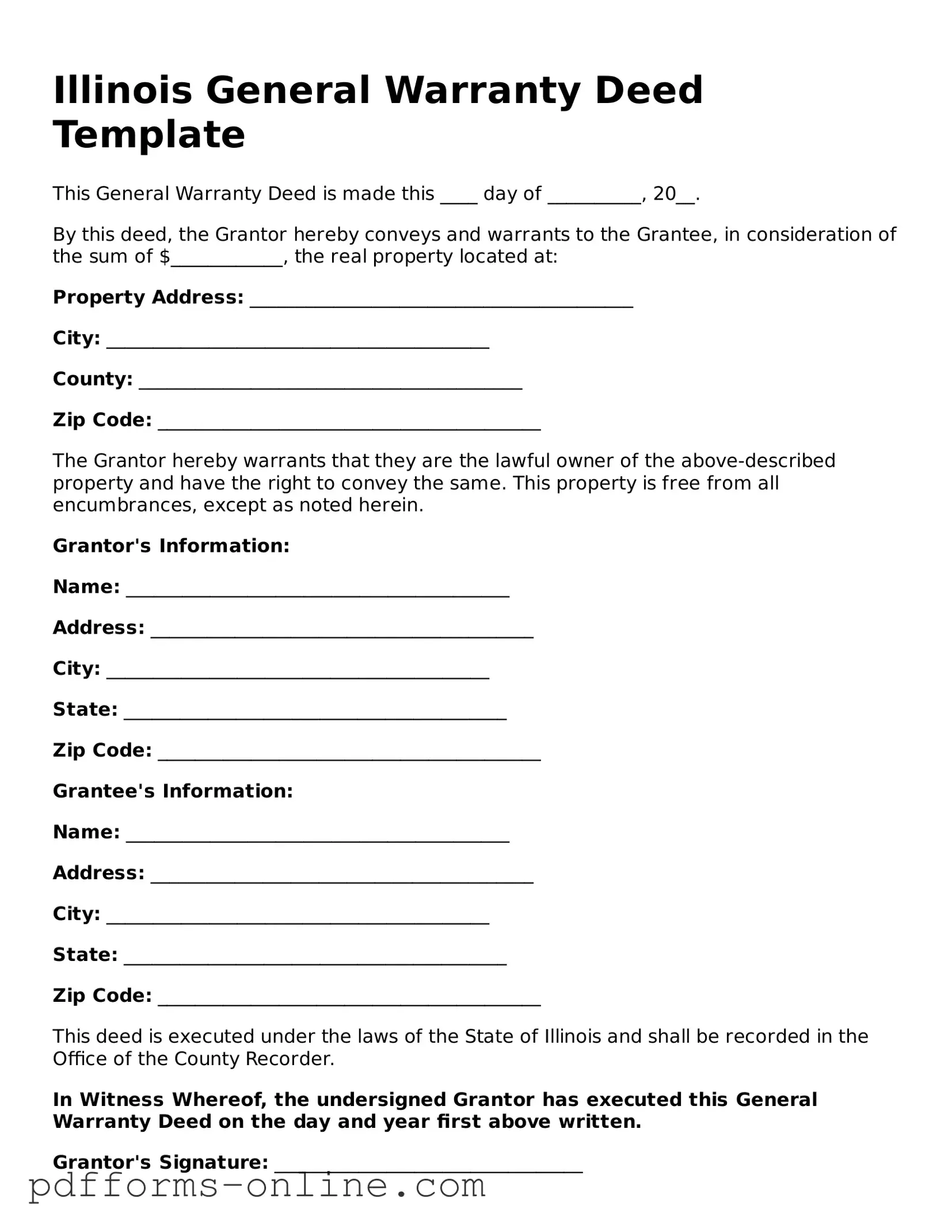 Valid Illinois Deed Template