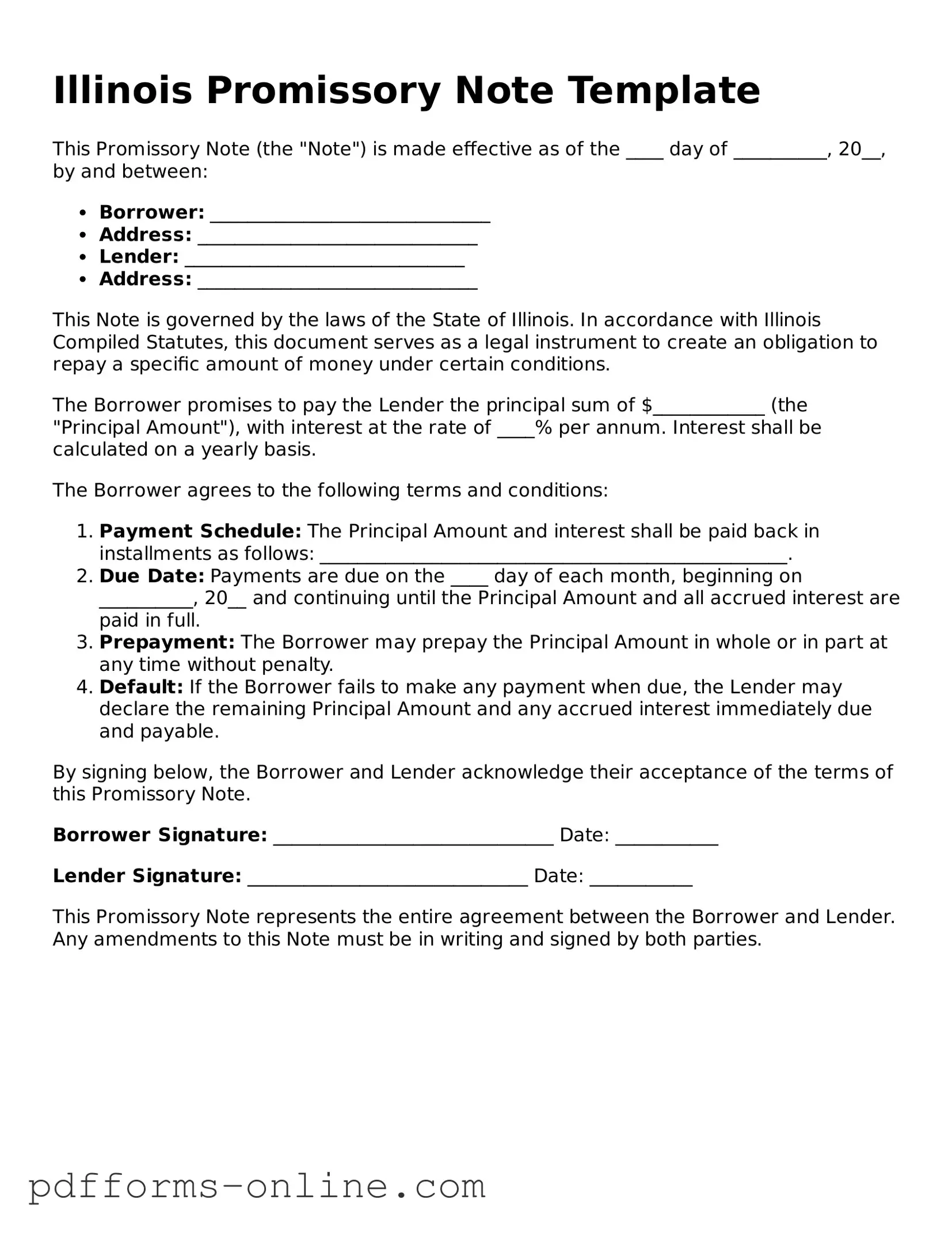 Valid Illinois Promissory Note Template