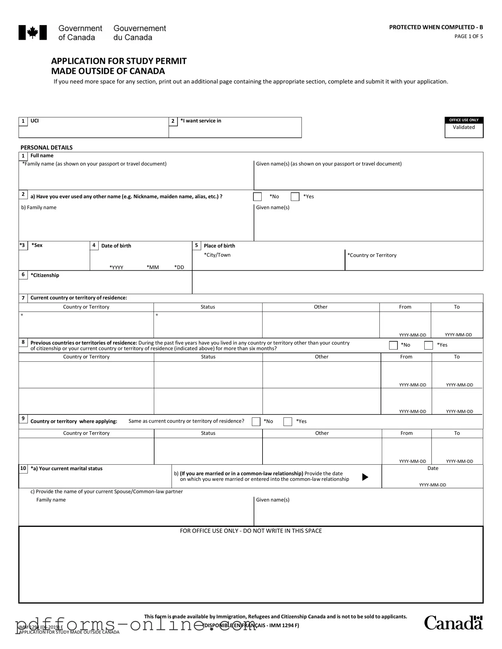Blank Imm 1294 Template