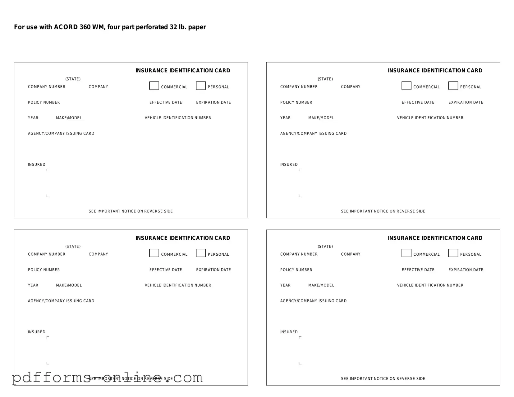 Blank Acord 50 WM Template