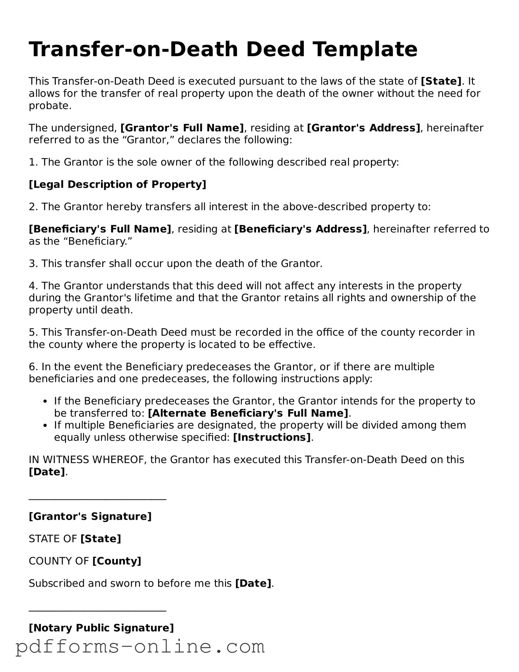 Blank Transfer-on-Death Deed Form