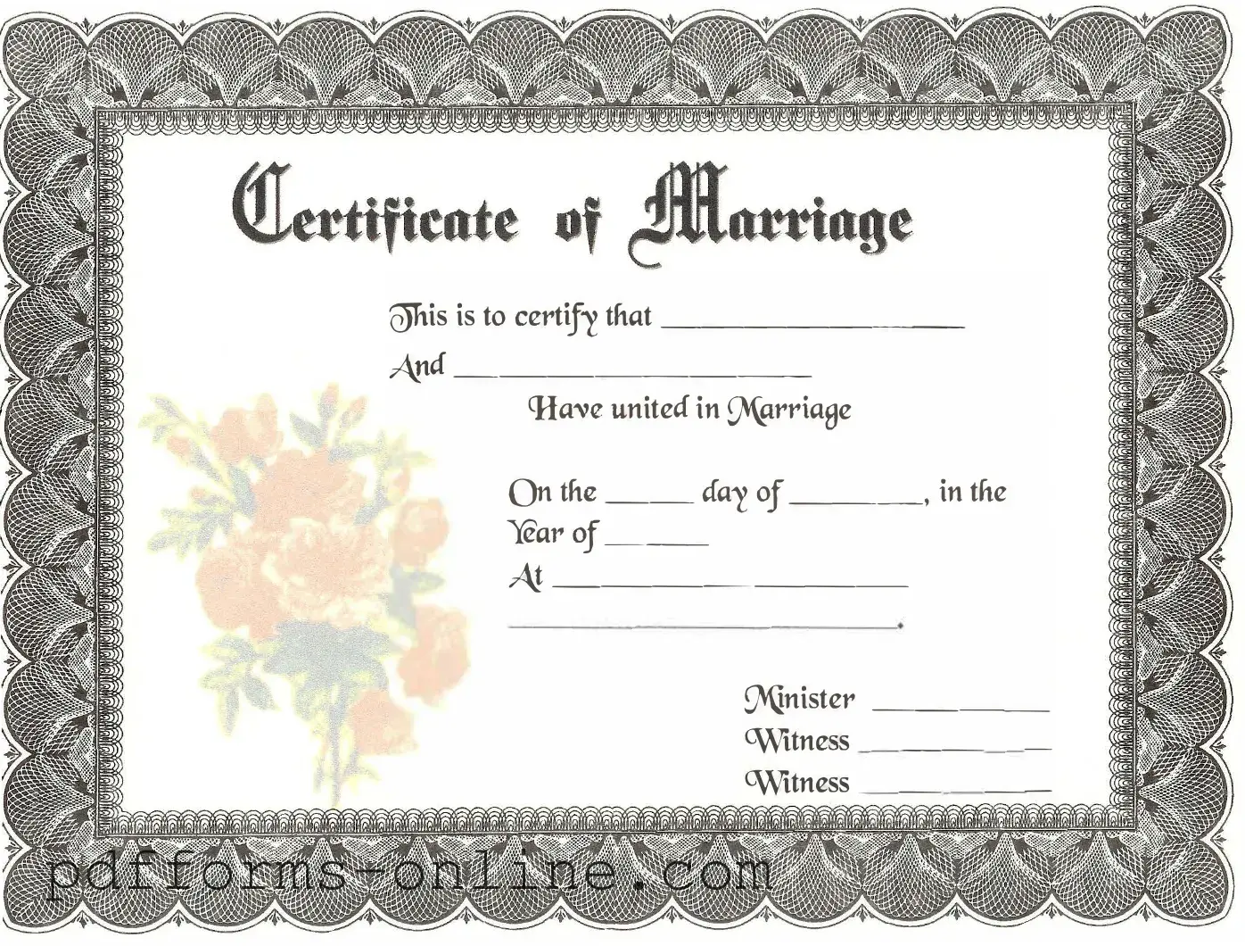 Blank Marriage Certificate Template