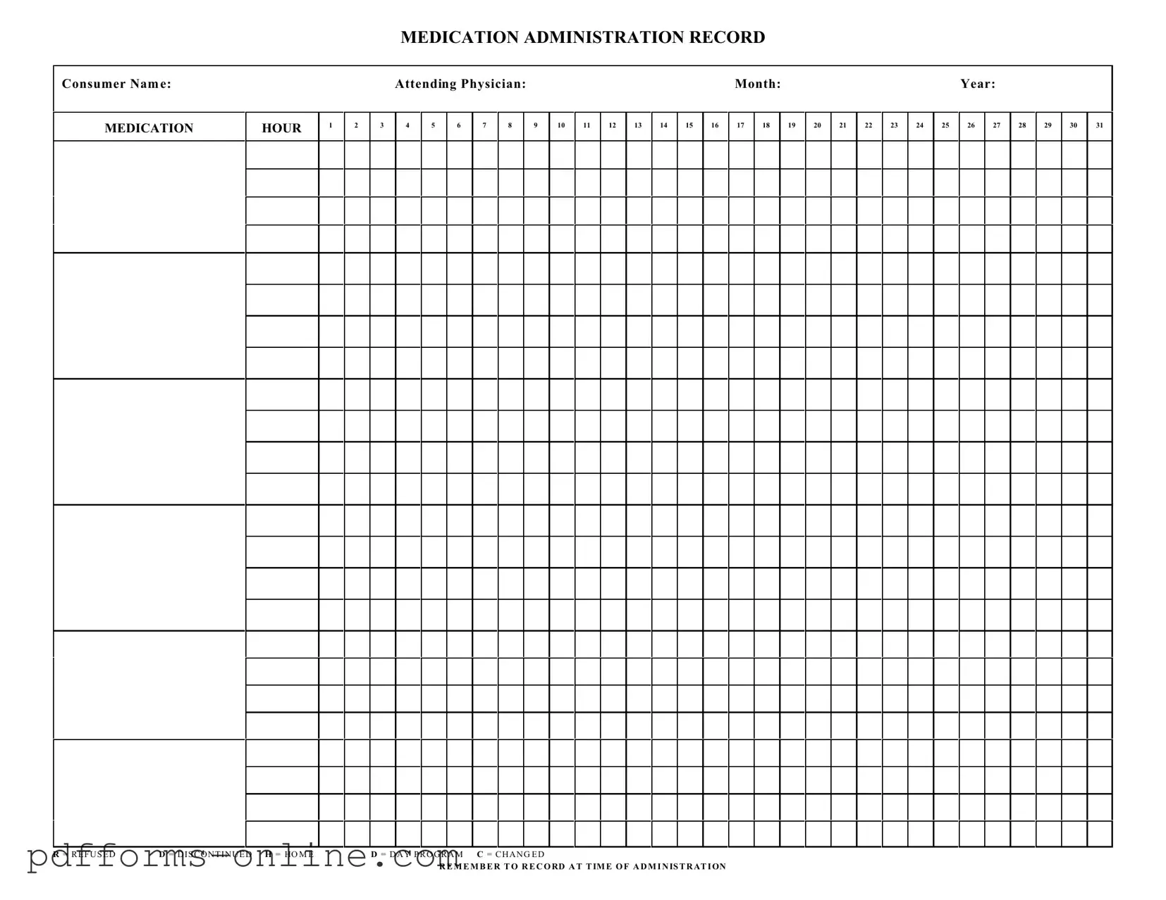 Blank Medication Administration Record Sheet Template