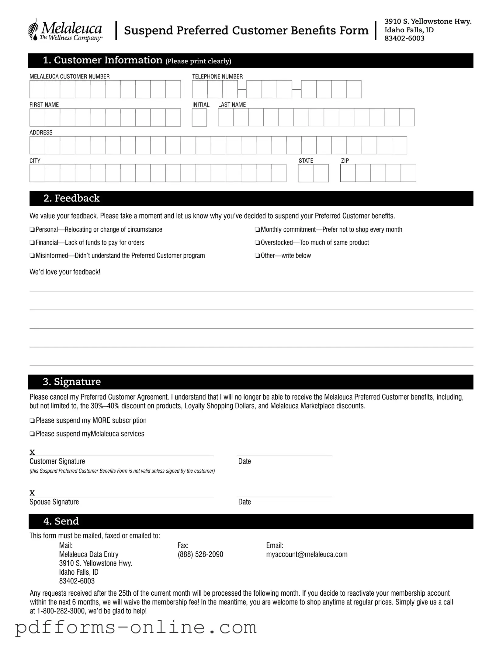 Blank Melaleuca Cancellation Template