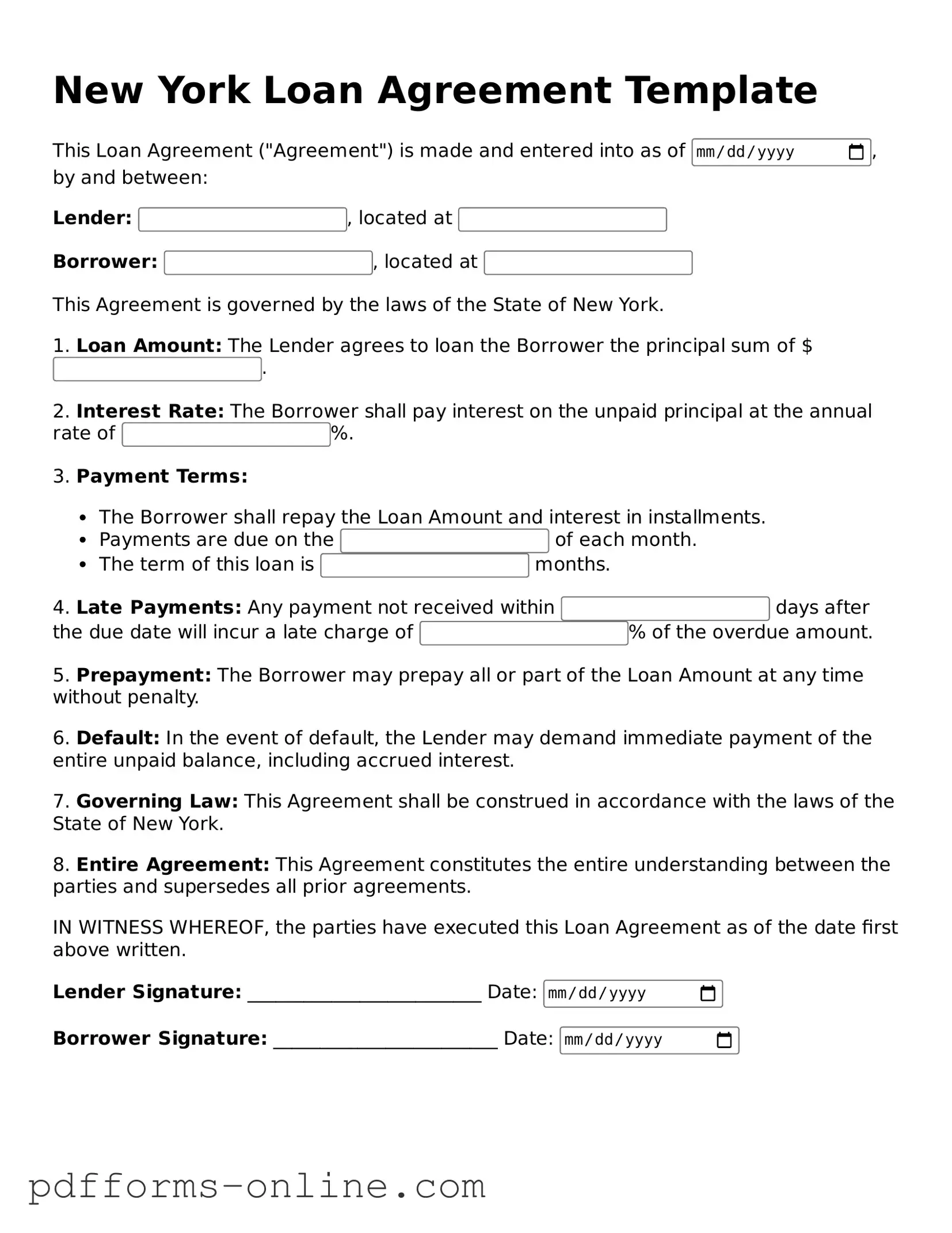 Valid New York Loan Agreement Template