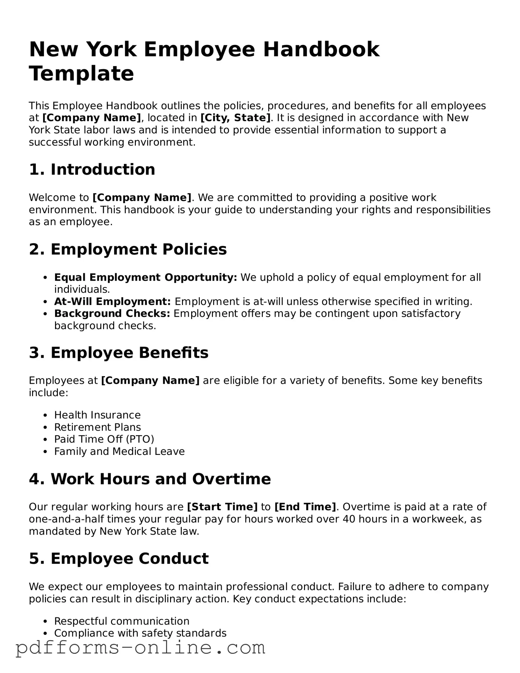 Valid New York Employee Handbook Template