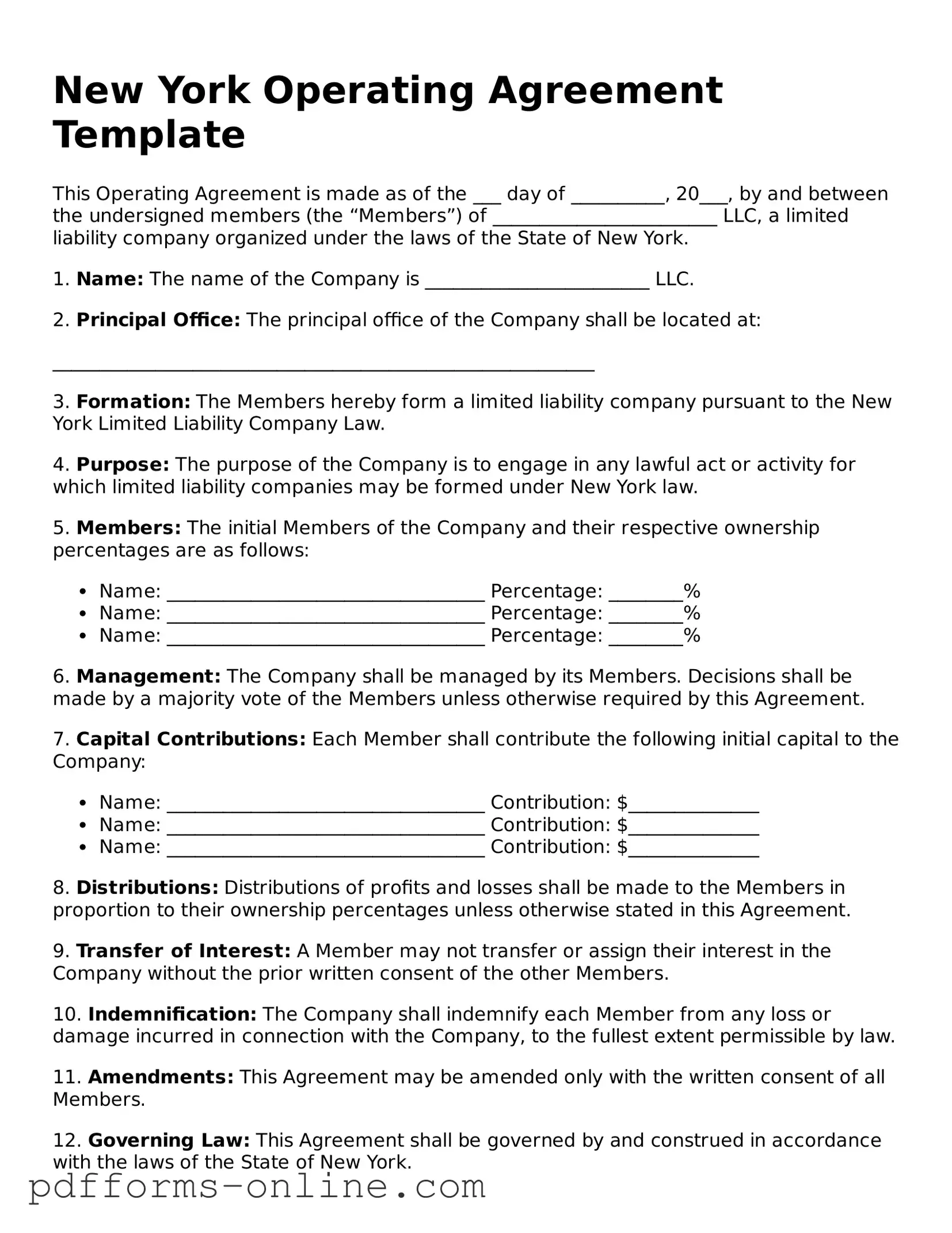 Valid New York Operating Agreement Template