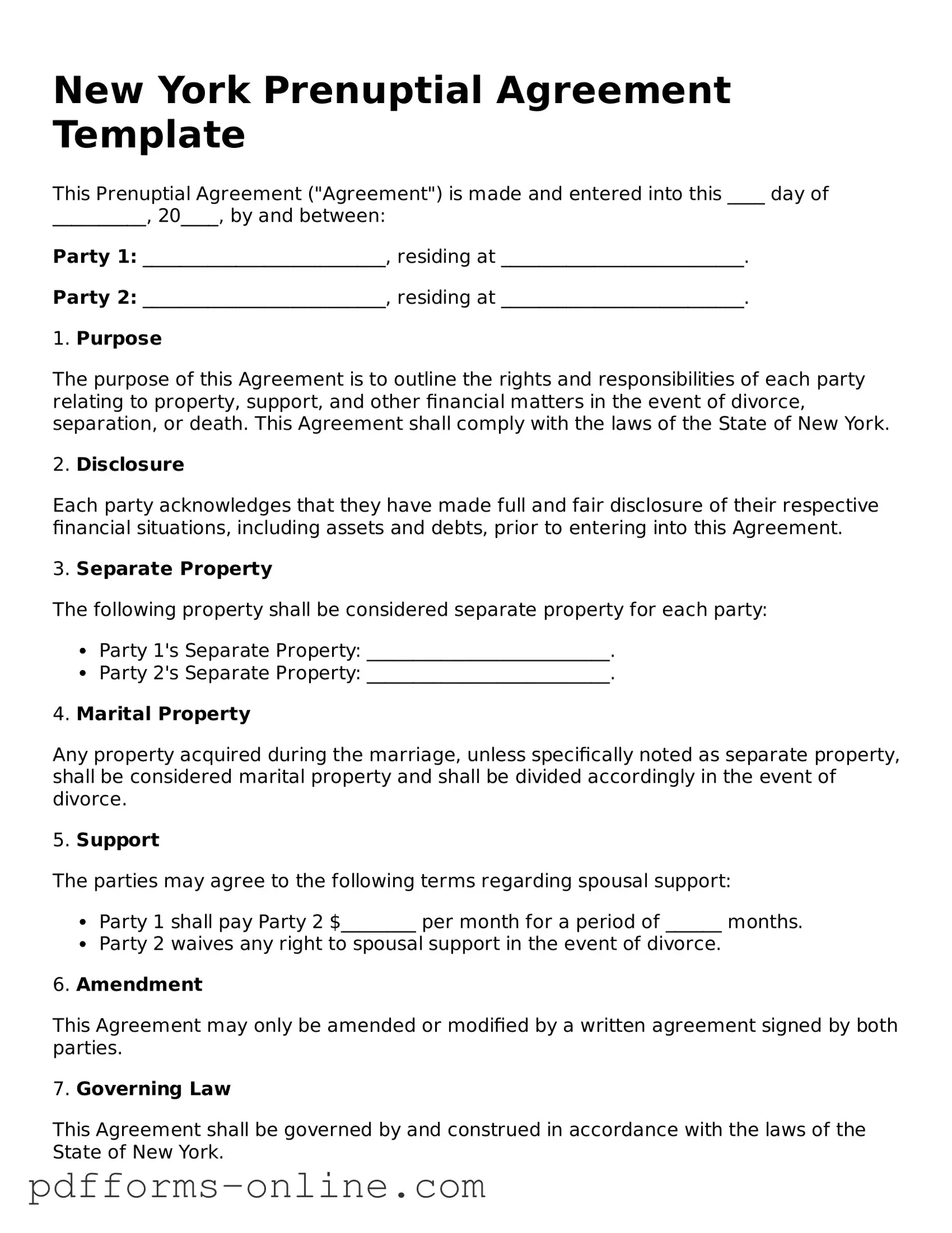 Valid New York Prenuptial Agreement Template