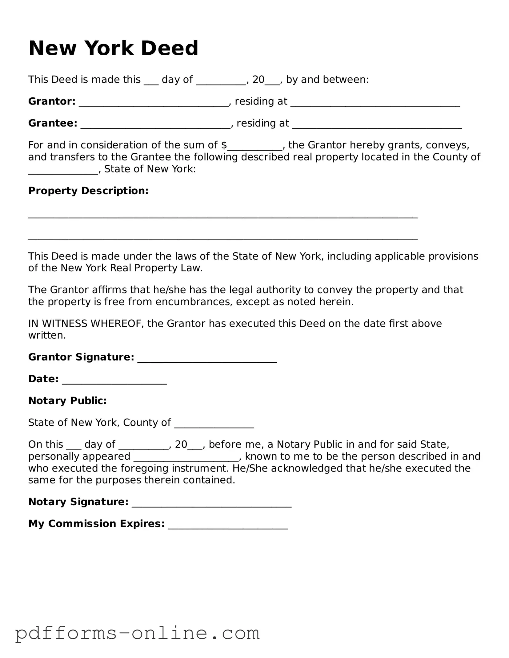 Valid New York Deed Template