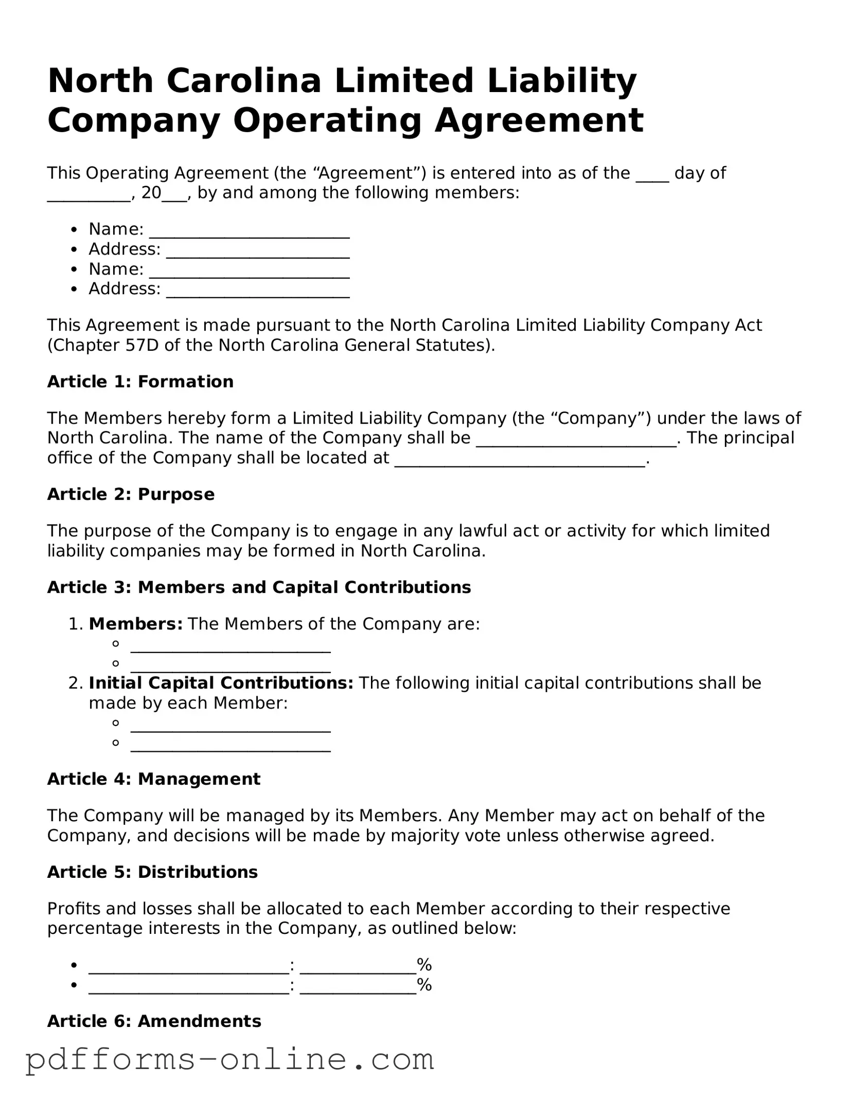 Valid North Carolina Operating Agreement Template