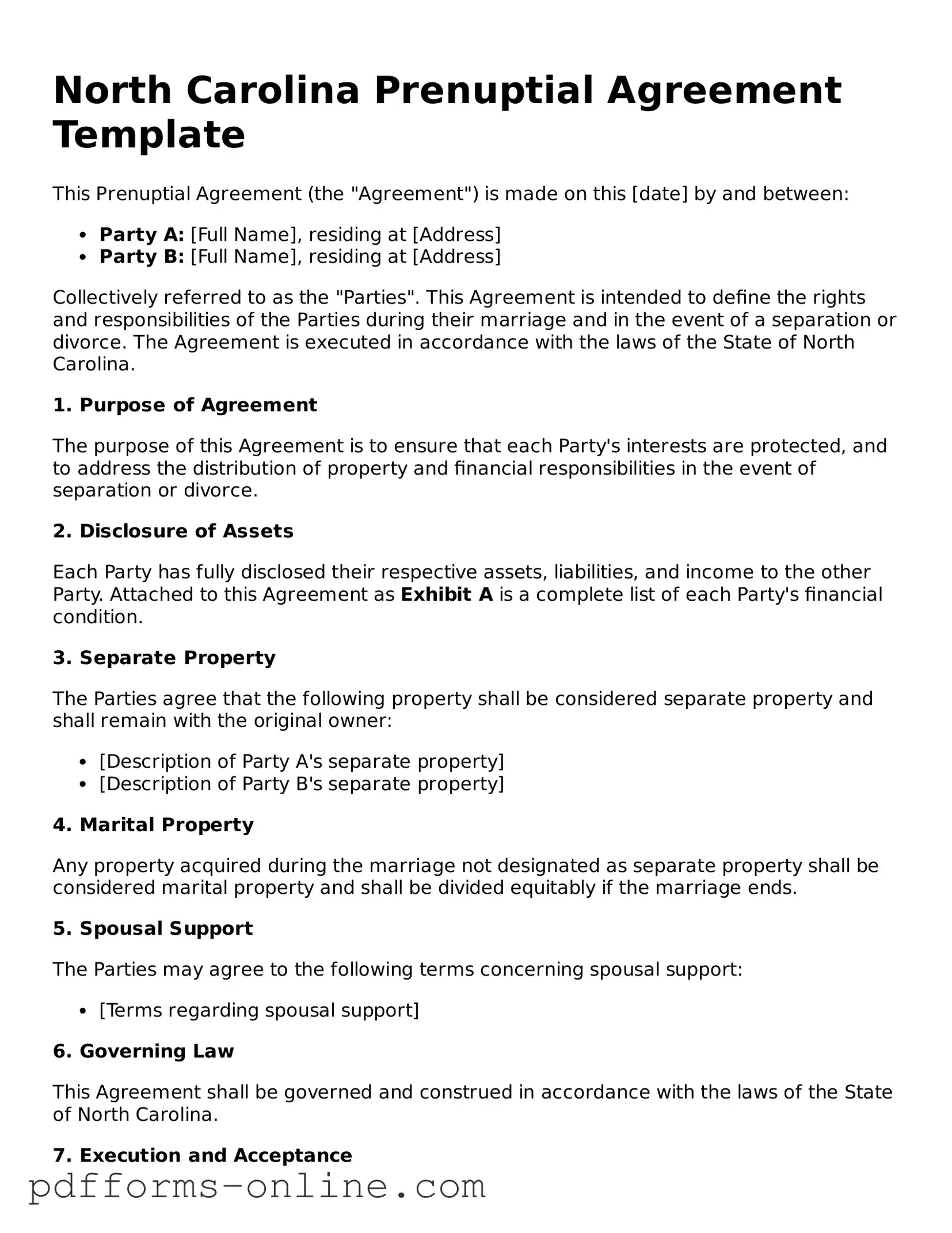 Valid North Carolina Prenuptial Agreement Template