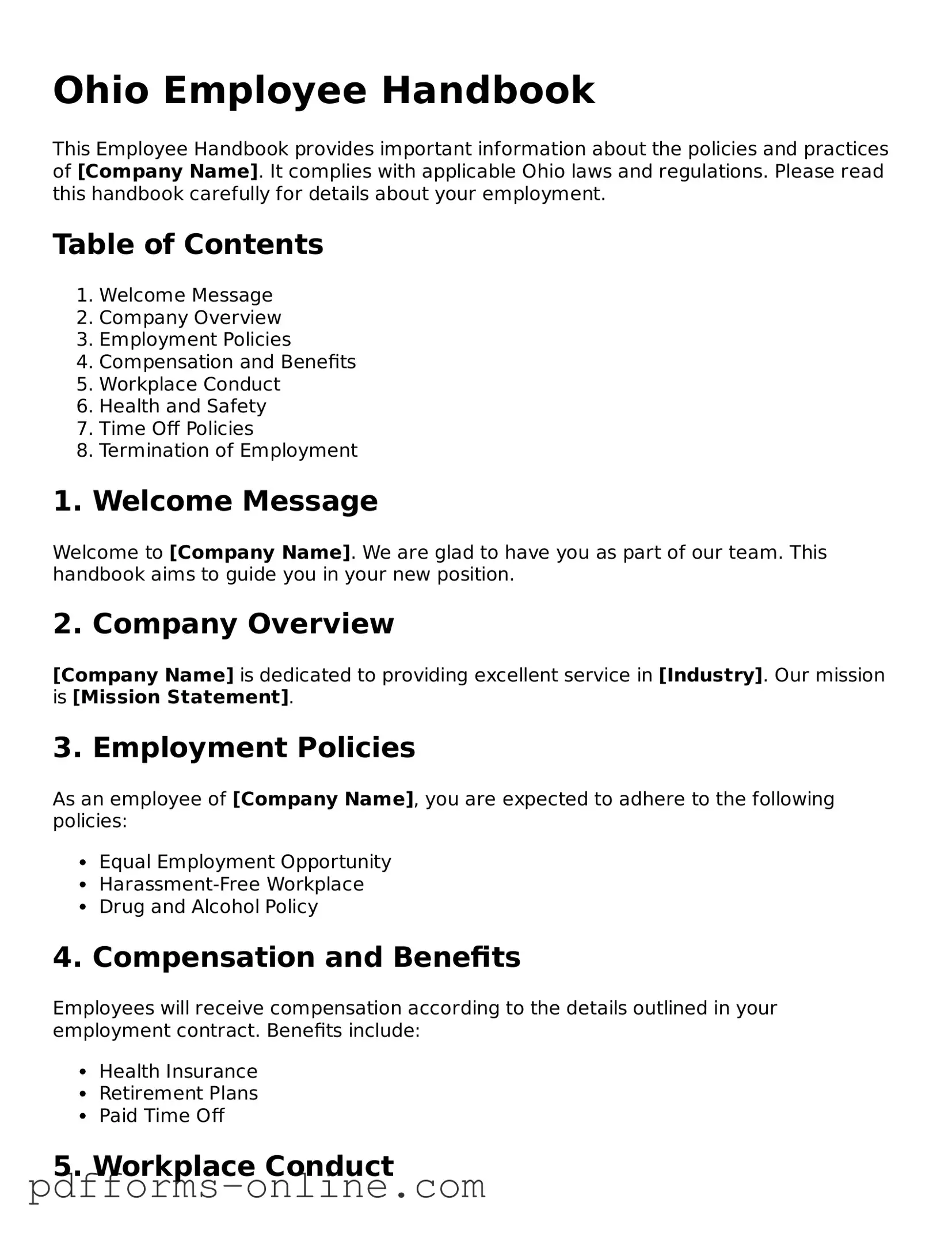 Valid Ohio Employee Handbook Template
