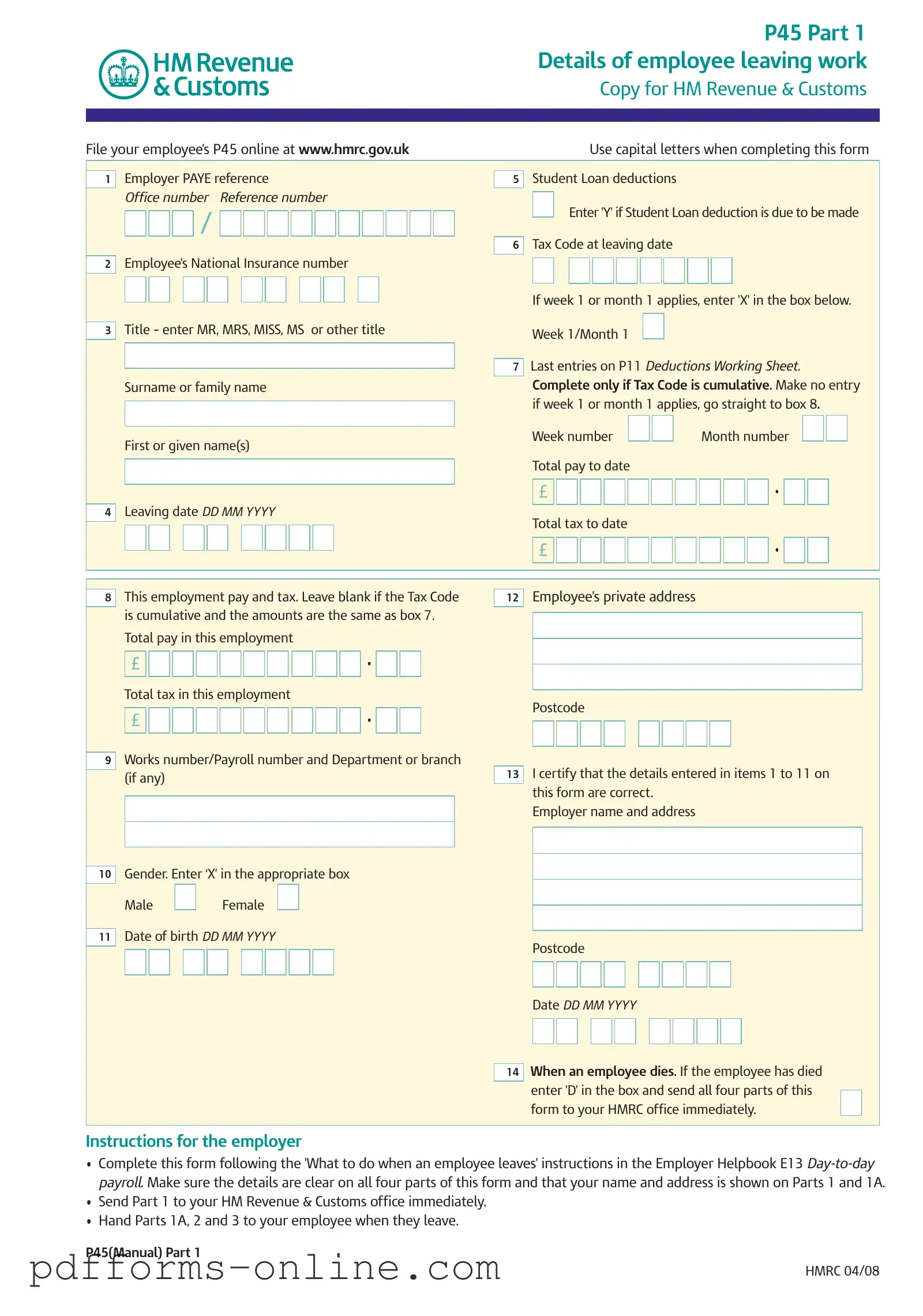 Blank P 45 It Template