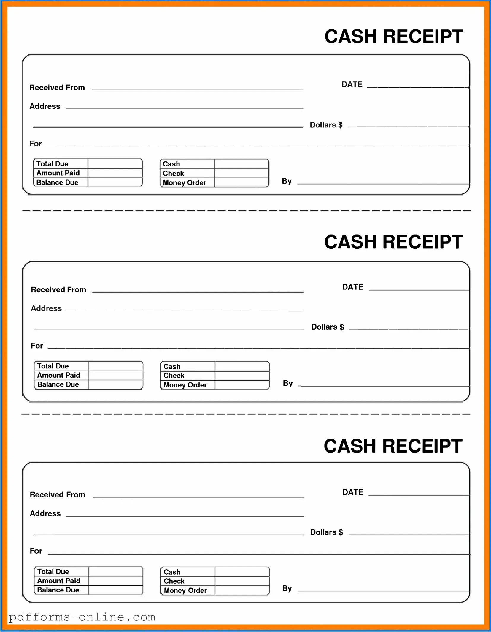 Blank Cash Receipt Template