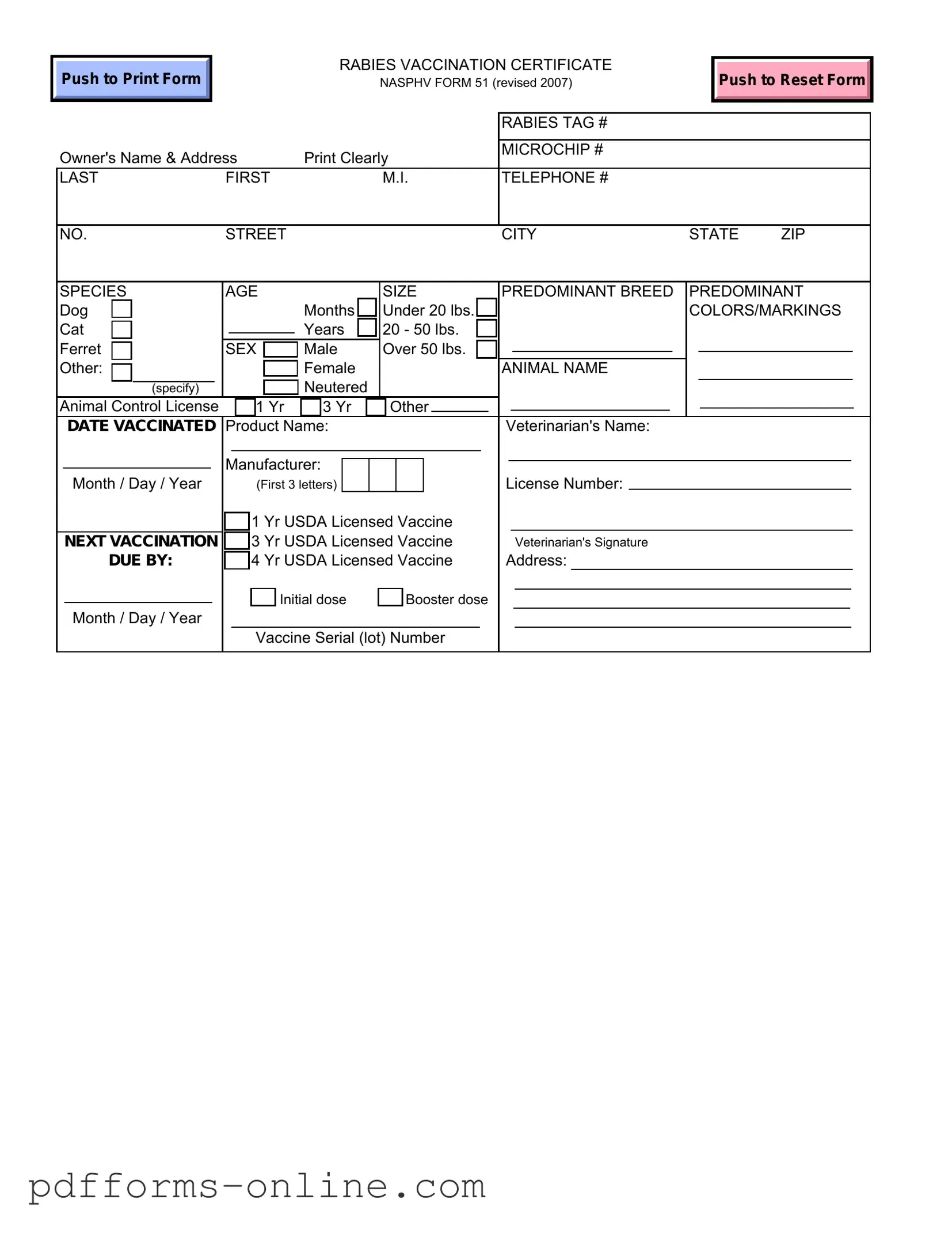 Blank Rabies Certificate Template