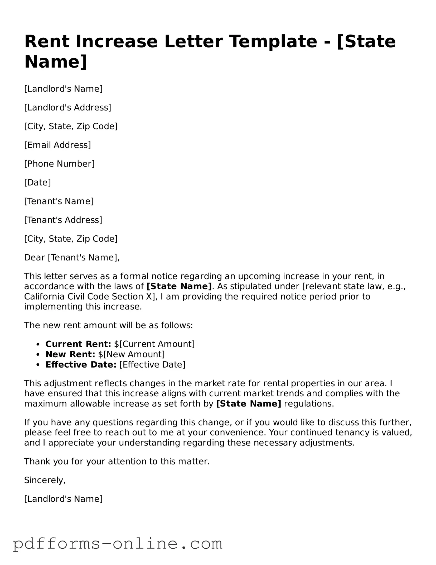 Blank Rent Increase Letter Form