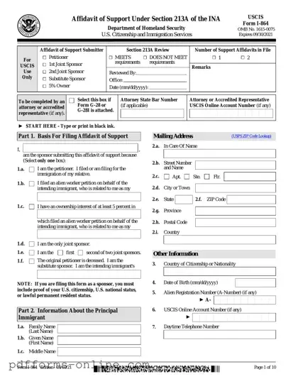 Blank USCIS I-864 Template