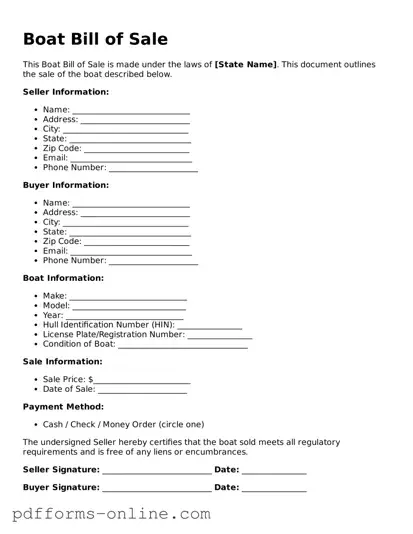 Blank Boat Bill of Sale Form