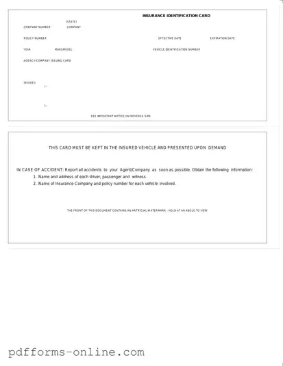 Blank Auto Insurance Card Template
