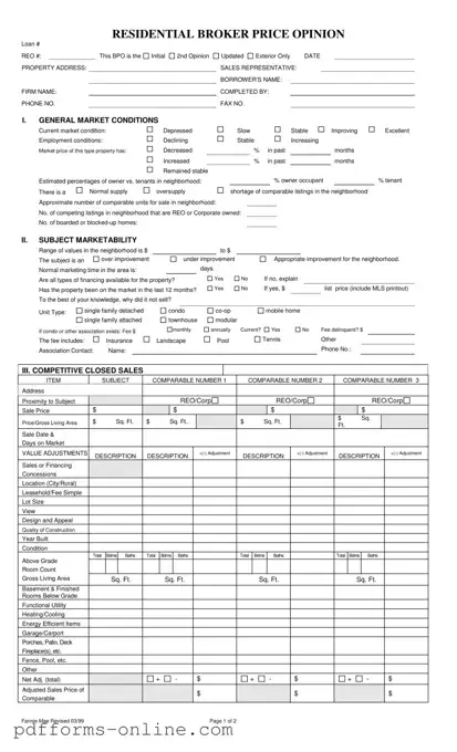 Blank Broker Price Opinion Template