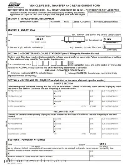 Blank California Fotm Reg 262 Template