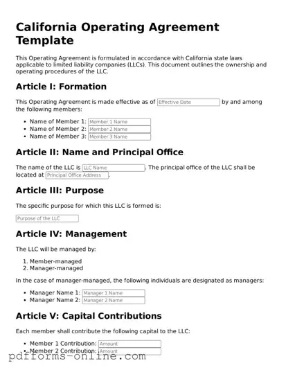 Valid California Operating Agreement Template