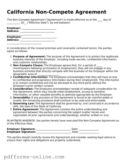 Valid California Non-compete Agreement Template