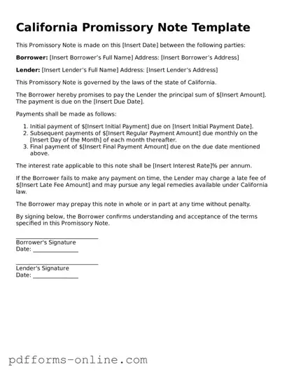Valid California Promissory Note Template