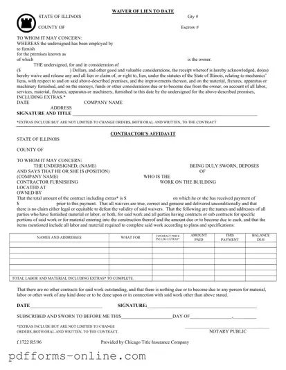 Blank Chicago Title Waiver Format Template