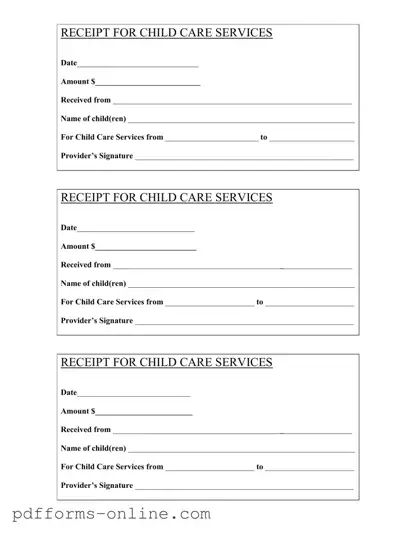 Blank Childcare Receipt Template