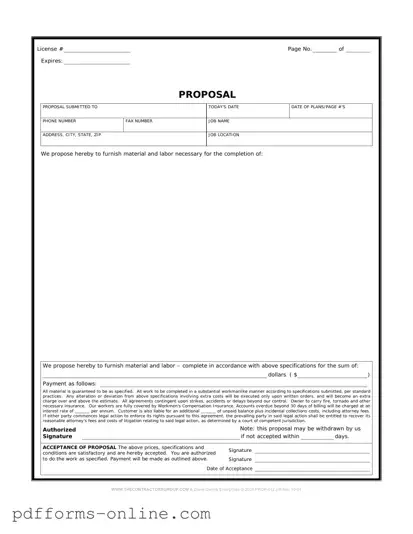 Blank Construction proposal form Template
