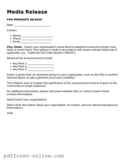 Blank Media Release Form