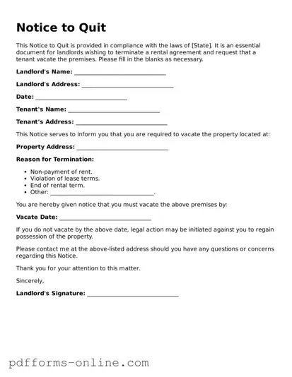 Blank Notice to Quit Form
