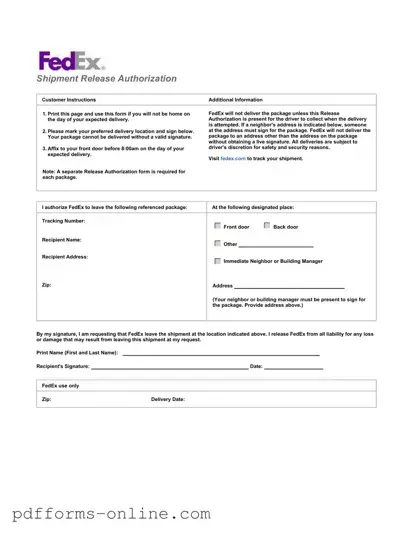 Blank Fedex Release Template