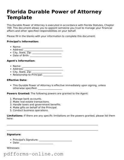 Valid Florida Durable Power of Attorney Template